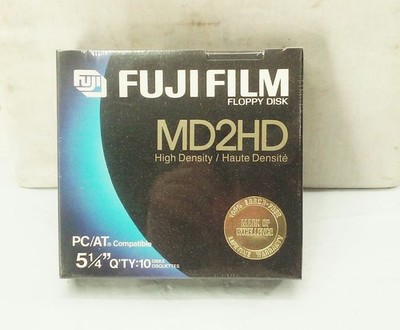 FUJIFILM 5 1/4'' Floppy Disks 10 Pack PC/AT Compatible MD2HD New Old Stock Sealed