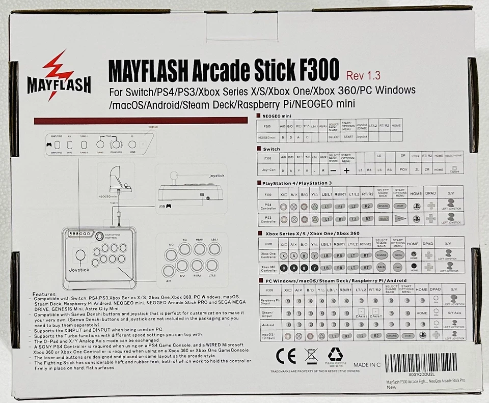 Mayflash F300 Arcade Fight Stick for Switch, Xbox Series X/S,PS4,PS3,Xbox One,PC - Image 2 of 4