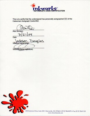 Inkworks Signed Contract ALEX BORSTEIN AUTOGRAPH Witnessed Family Guy Lois Card