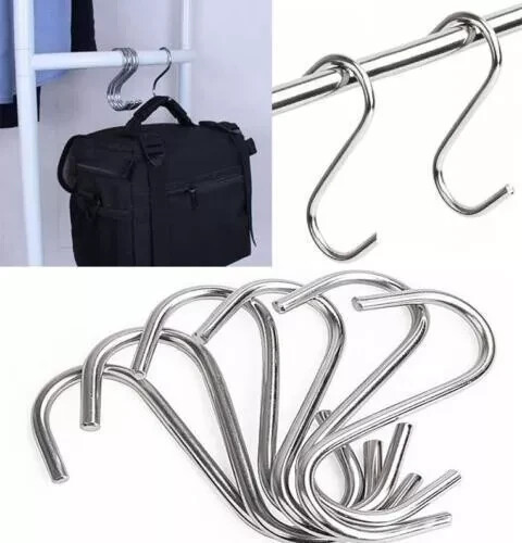 Stainless Steel S Shape Hooks Hanger Kitchen Clothes Rack Holders Strong Hanging - Picture 2 of 8