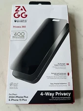 SET OF 2 ZAGG Invisible Shield Privacy Screen Protector iPhone 16 PLUS (6.7")