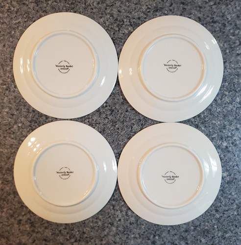 Set of 4 Oneida WESTERLY BASKET Salad Plates 7 3/4" white basket weave RETIRED - Picture 2 of 6