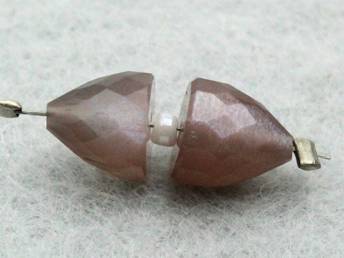 AAA Natural Chocolate Moonstone Smooth Plain Fancy Gemstone Pair Beads - Picture 2 of 3