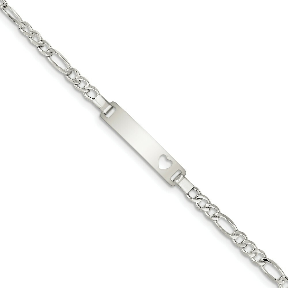 Child's Figaro Chain ID Bracelet In Sterling Silver (1 Line) - 6.0