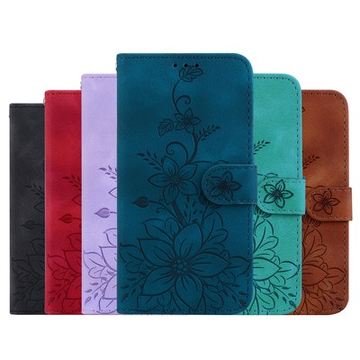 Handyhülle For Tecno POP 5P 6 4 8 Pova 5 4 3 2 NEO3 Leder Lilie Blume Magnetisch