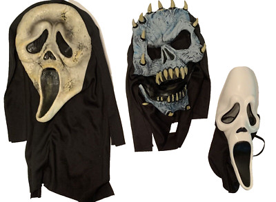 VTG Scream Zombie Ghost Face Mask Fun World Easter Unlimited Halloween LOT 3