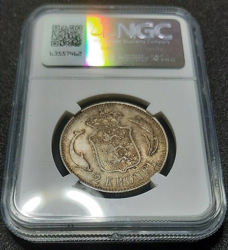 DENMARK 1875 2 KRONER HC CS. NGC MS63. SILVER COIN. Christian IX - Picture 6 of 6