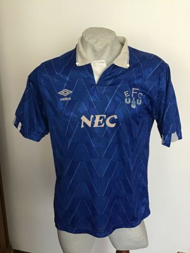 1989-1991 Umbrian Football Jersey Everton Home Football Shirt Vintage Jersey Sz L-