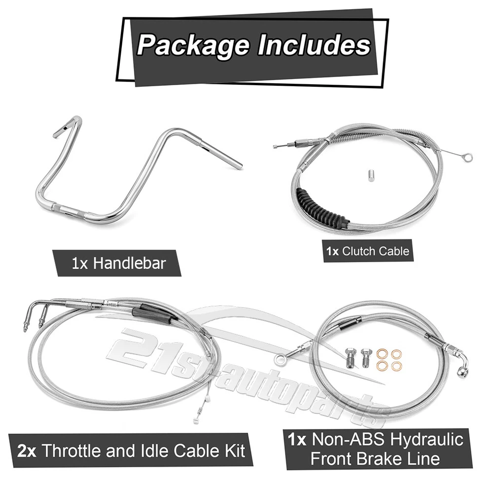 Kit de manillar colgante para Harley Softail Deluxe 14" 16” 18" Ape no ABS Foto 2 de 4