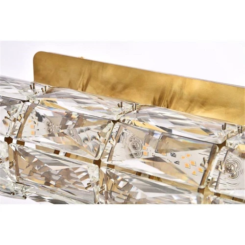 Elegant Lighting Valetta 12" Metal and Crystal LED Linear Wall Sconce in Gold - Picture 6 of 8
