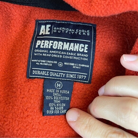 American Eagle Performance Orange Red Fleece Full… - image 2