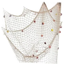 Rosoz Nature Fish Net Wall Decoration with Shells, Ocean Themed One Size Beige