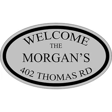 Custom Home Address Personalized Sign Plaque Aluminum 12" x 7" Silver & Black 