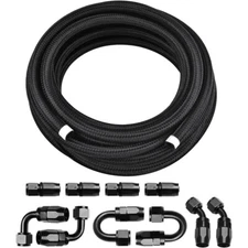6AN 20FT Fuel Line Hose Kit Steel Nylon Braided Oil Swivel+10pc Hose End Fitting