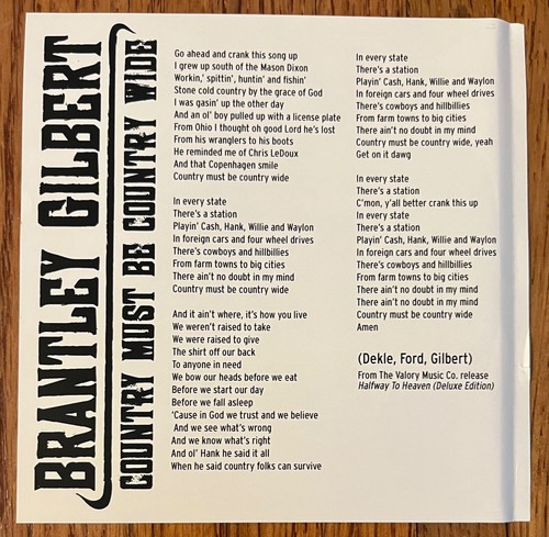 Brantley Gilbert Country Must Be Country Wide Promo Radio CD Single - Picture 2 of 3