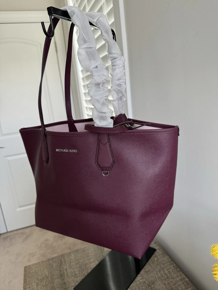 Новый с Ярлыками Michael Kors сафьяновой кожи конфеты большой двусторонняя сумка с короткими ручками сливы/цветок - Изображение 3 из 4