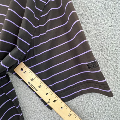 Peter Millar camicia uomo media estiva comoda golf polo marrone righe viola - Foto 9 di 12