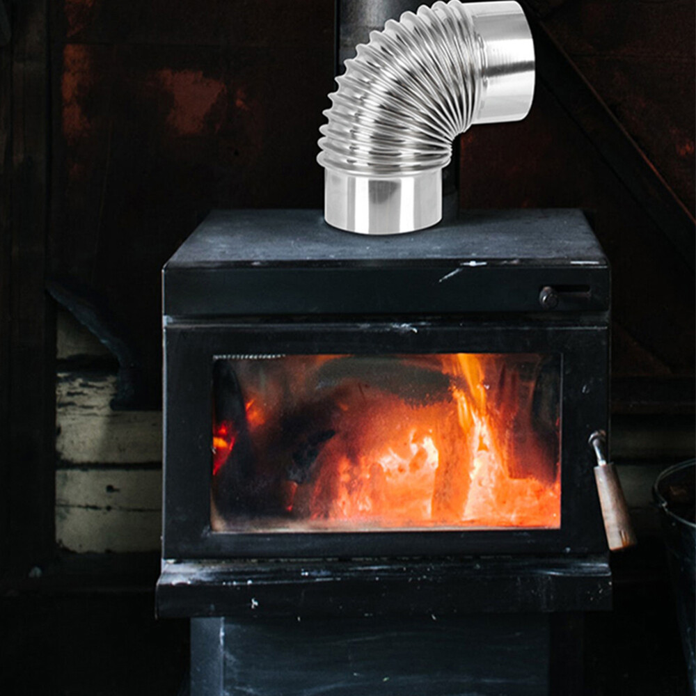 Wood Stove Pipe Flue Stainless Steel Chimney Exhaust Pipe Metal Elbow  Exhaust | eBay