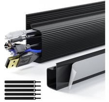 Cable Management Under Desk 31.5'' J Channel 2X L15.7 W1.1 H2.4 in, Black. NewOB