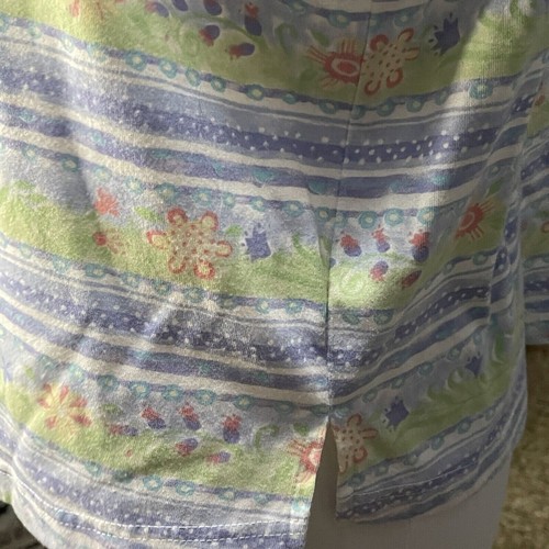 Shenanigans Tee Size XL Blue White Yellow Green Short Sleeve Collar Button - Picture 7 of 9