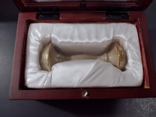 Silver plated rattle set for baby with rosewood keepsake box