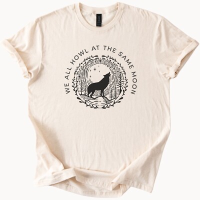 Wolf Howling Moon Graphic T Shirt Nature Tee Unisex Top