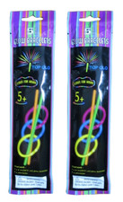 10- Glow Bracelet 8" 20.3 cm w/Connector - Multi Neon Colors - Glows 4 HOURS 