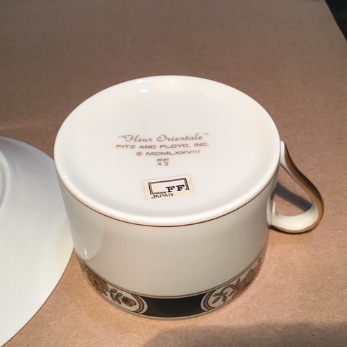 Fitz & Floyd #1 Fleur Orientale Black Cup & Saucer 1 each Japan New - Picture 4 of 11