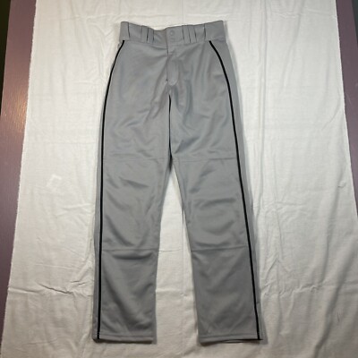 Majestic Premier Fit Baseball Pants Men's Small Black Piping Gray Athletic Pants