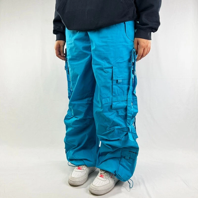 Vintage Criminal Damage Cargo Trousers Blue Deadstock Parachute Pants BNWT