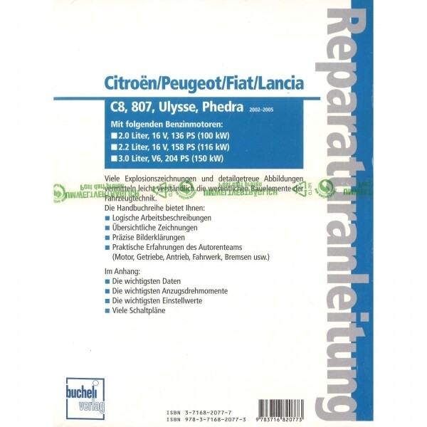 Thumbnail - Peugeot 807 (2002-2005) Reparaturanleitung Bucheli Verlag