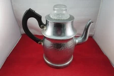 VINTAGE SONA - 4 CUP COFFEE POT PERCOLATOR - ENGLAND - POUNDED ALUMINUM - GD CON