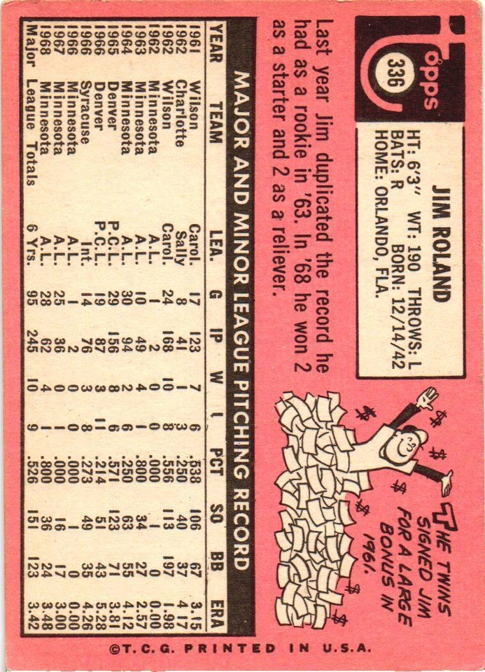 1969 Topps #336 Jim Roland | eBay