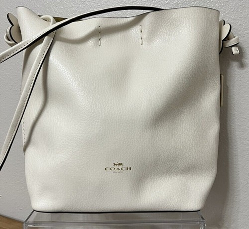 Coach Crossbody Bag Derby White Pebble Leather Suede Interior F58661