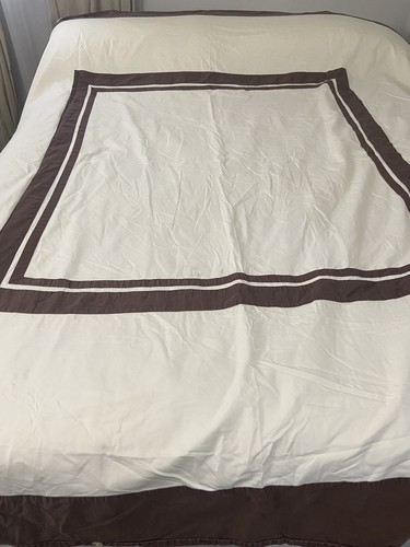 Spa Collection Duvet Queen 78”x82” Brown Cream Button Closure - Picture 2 of 12