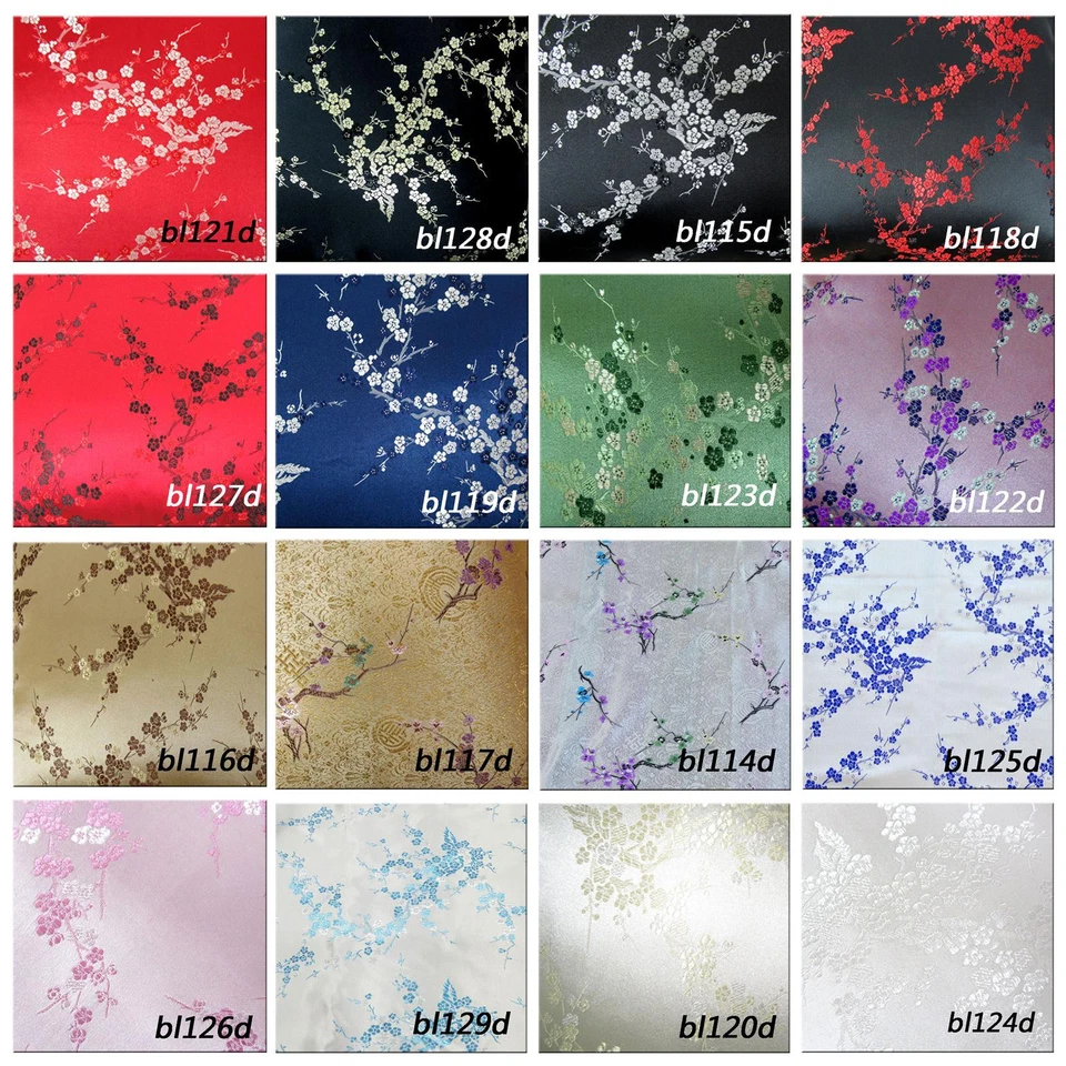 Faux Silk Brocade (Peach Flower) Jacquard Damask Kimono Fabric Material BL10 - Image 2 of 4