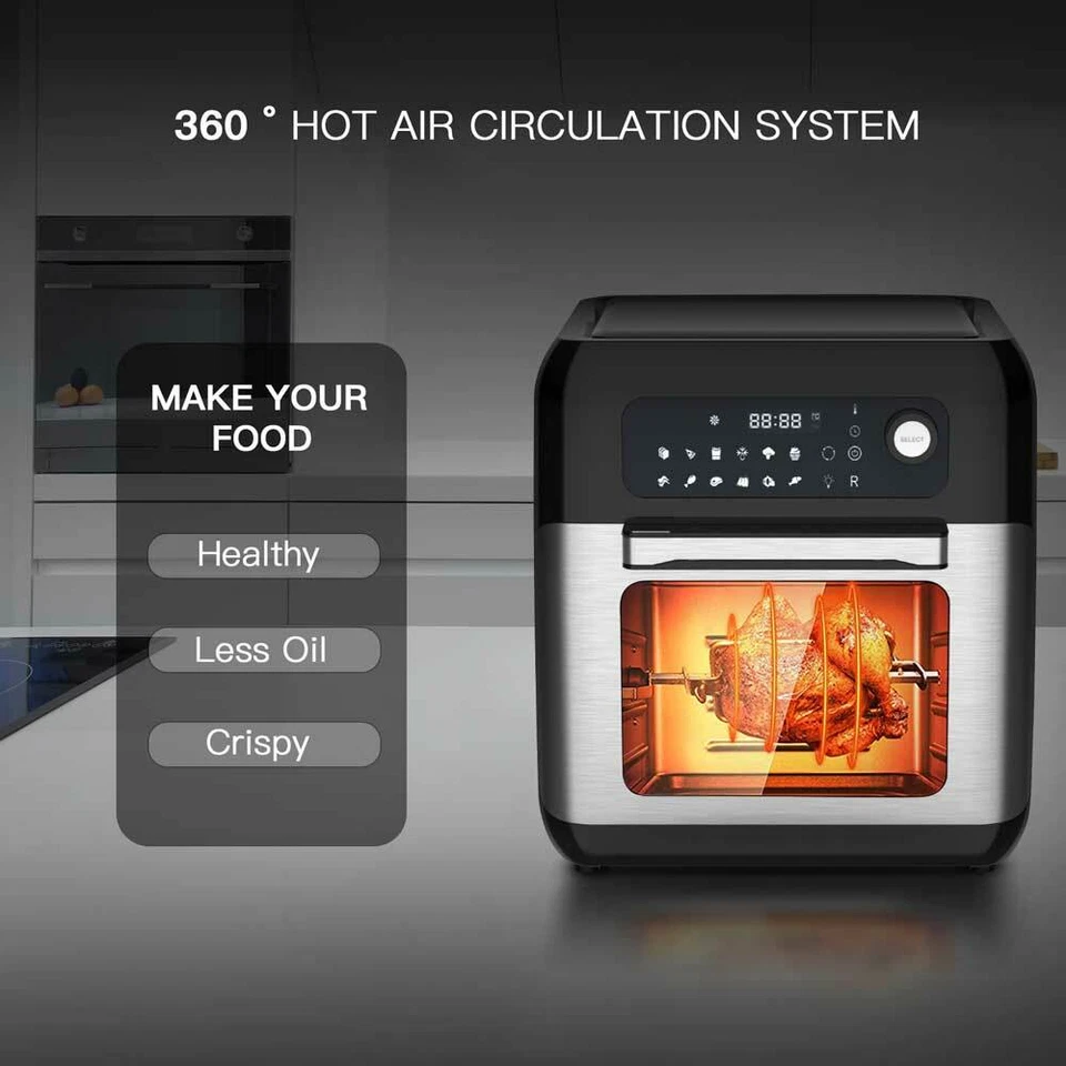 10L Heißluftfritteuse Airfryer Ofen Mini Backofen Grill Fritteuse Backofen 1500W - Bild 3 von 4