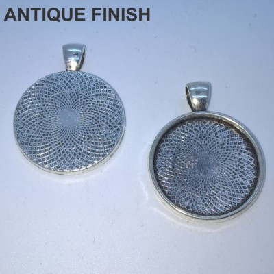 GROSSES RUNDES SILBER BRONZE CABOCHON ANHÄNGER CAMEO EINSTELLUNGEN TABLETT 30 mm C32