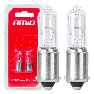 Autolampe H21W BAY9s AMiO 12V 21W klar 2er Blister E-geprüft
