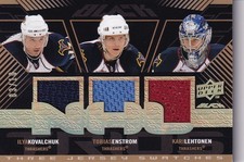 2008-09 UD Black Three Jersey Swatches UBP3-EKL Enstrom Kovalchuk LEHTONEN 03/10