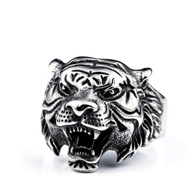 Mens Fashion Jewelry Rings, 316L Stainless Steel rings Animal Roar Tiger Ring...
