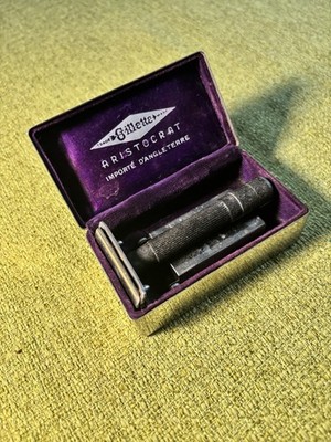 Vintage Rasierer Gillette Aristocrat Rasierer mit Original Etui Made in England