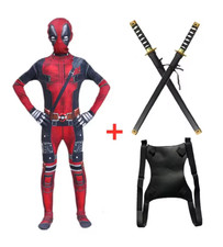 Kids Superhero Costume Hero Bodysuit Mask Halloween Cosplay Set 01