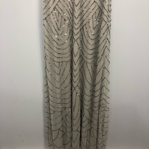 BHLDN Adrianna Papell Madigan Halter Neck Maxi Dress Grey Size 12 - Picture 6 of 20