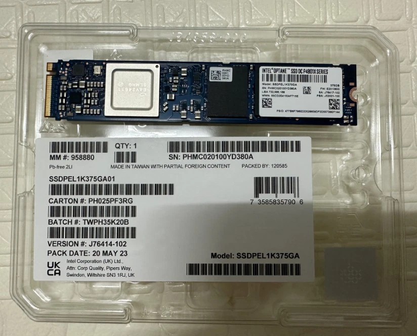 INTEL 375GB SSD DC P4801X OPTANE M.2 22110 PCIE X4 SSDPEL1K375GA01 - Image 2 of 4