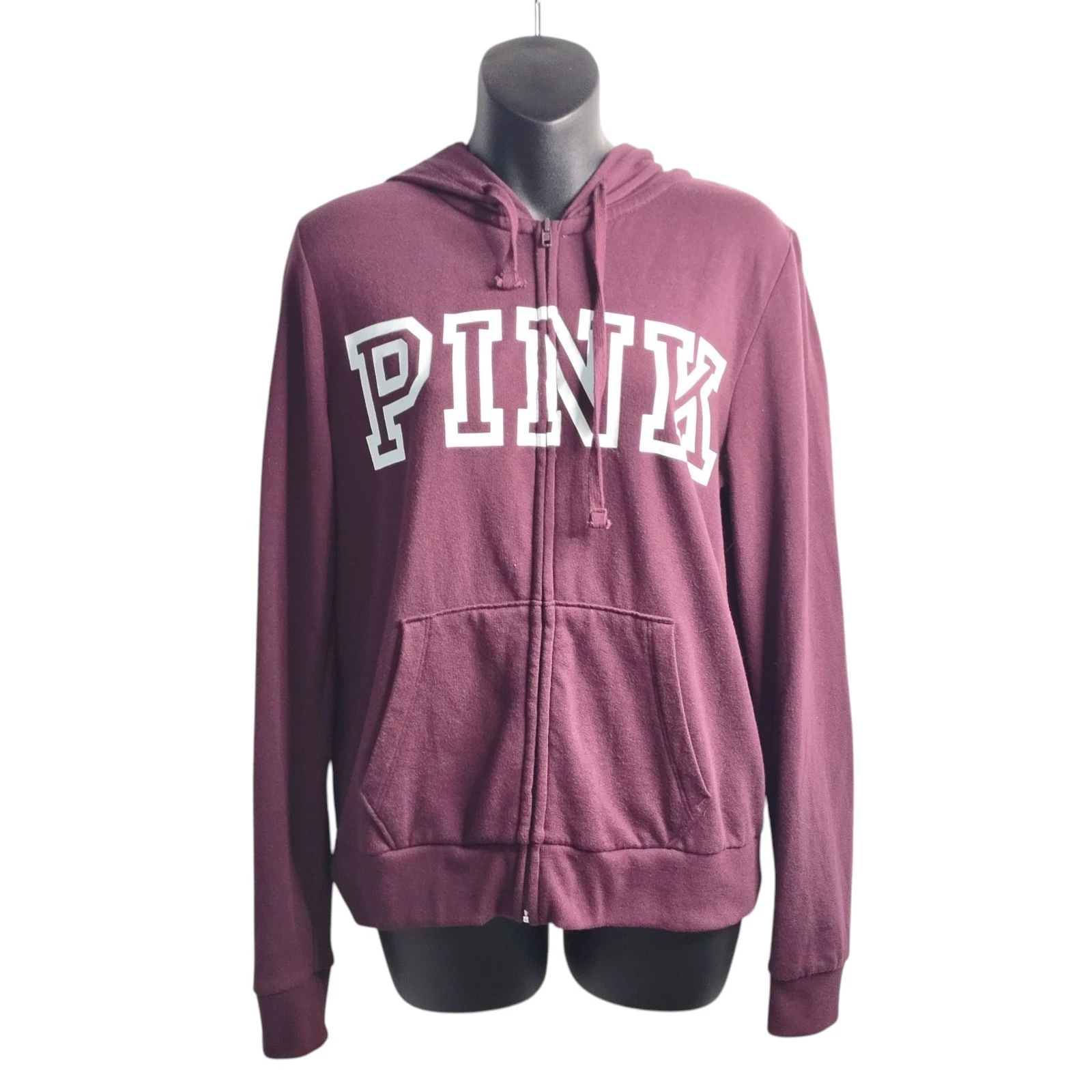 UNDERCOVER Giacca donna rosa Victoria’s Secret bordeaux full zip con cappuccio tasche taglia M