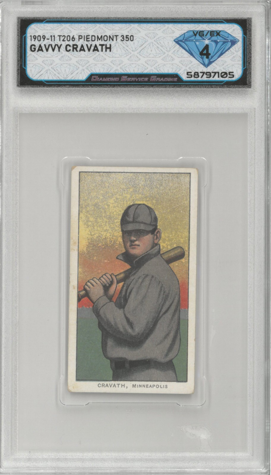 1909-11 T206 Piedmont 350 GAVVY CRAVATH  💎 DSG 4 VG/EX