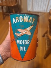 RARE AROWAY MOTOR OIL ADVERTISING TIN CAN QUART