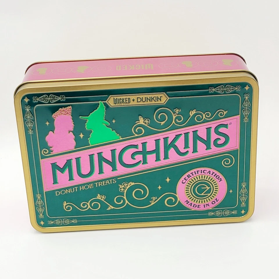 NEW Dunkin Donuts WICKED Munchkin Tin Glinda & Elphaba Pink & Green For Good - Image 2 of 3