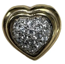 925 STERLING SILVER PAVE CZ GOLD PLATED BOLD HEART DESIGN SLIDE PENDANT